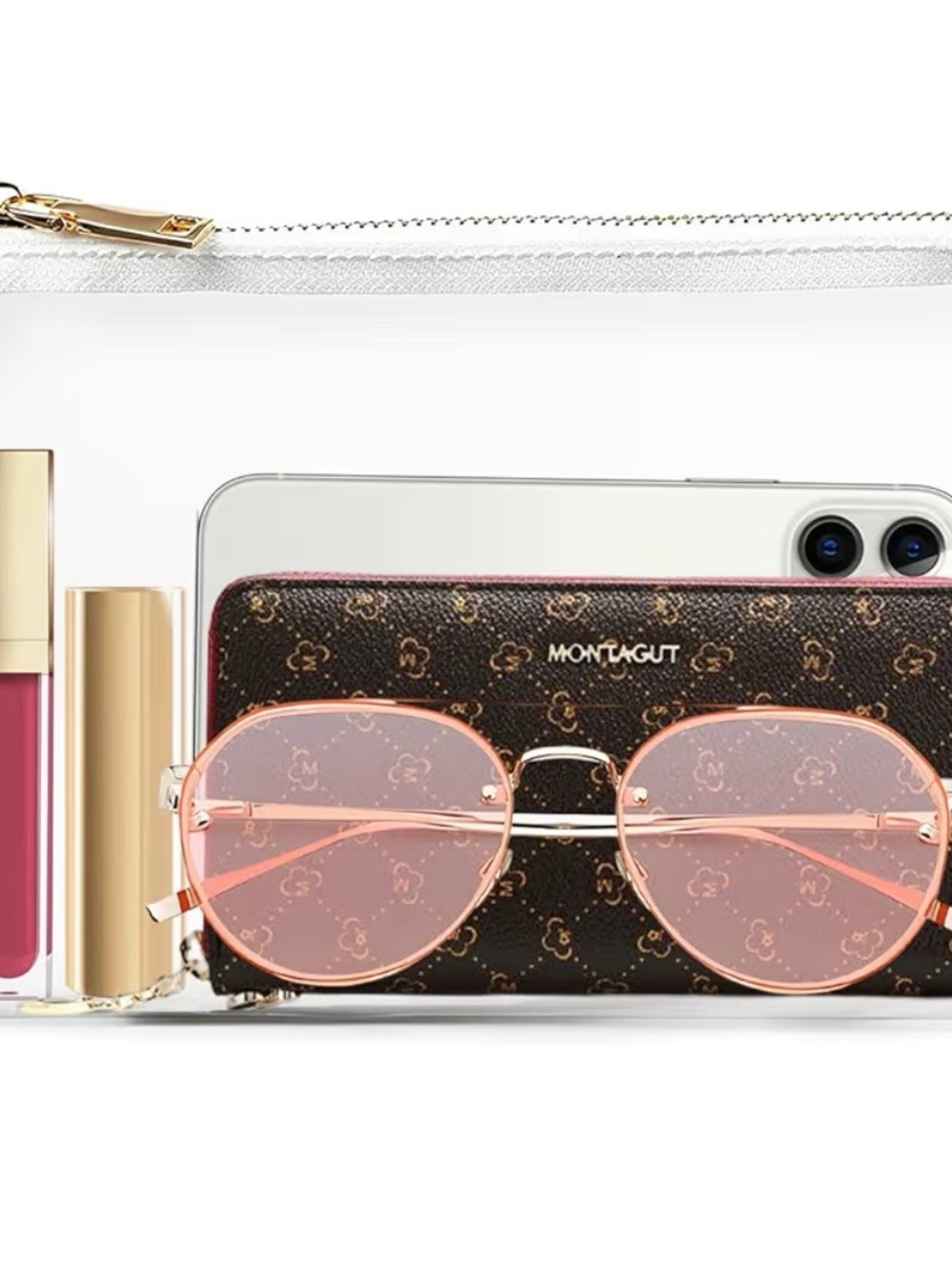 Amazon Women's Clear Stadium Bag with Rose Gold Accents